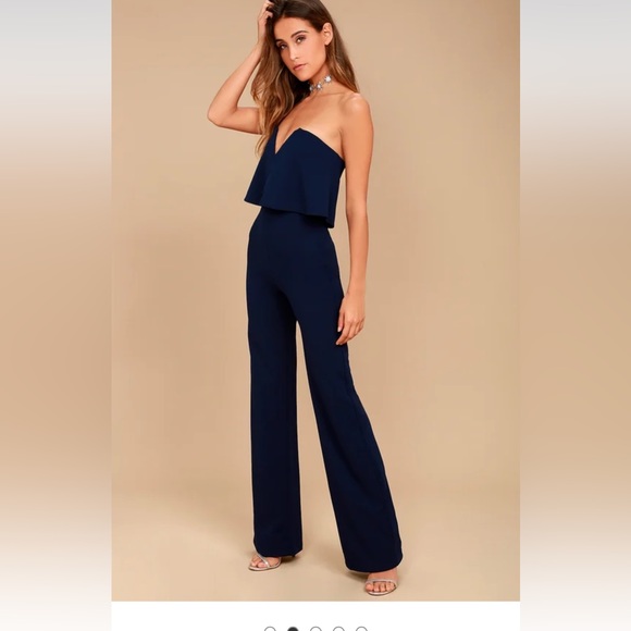 Power of Love Navy Blue Strapless Jumpsuit - Picture 4 of 5
